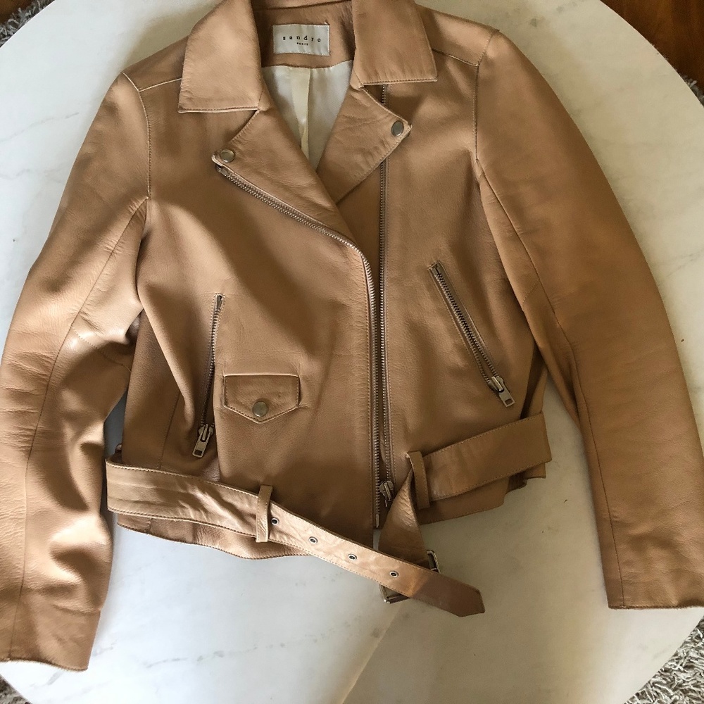 Sandro Beige Leather Jacket